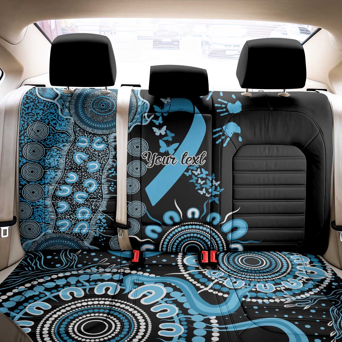 Prostate Cancer Awareness Personalised Back Car Seat Cover Aboriginal Ribbon Dot Painting