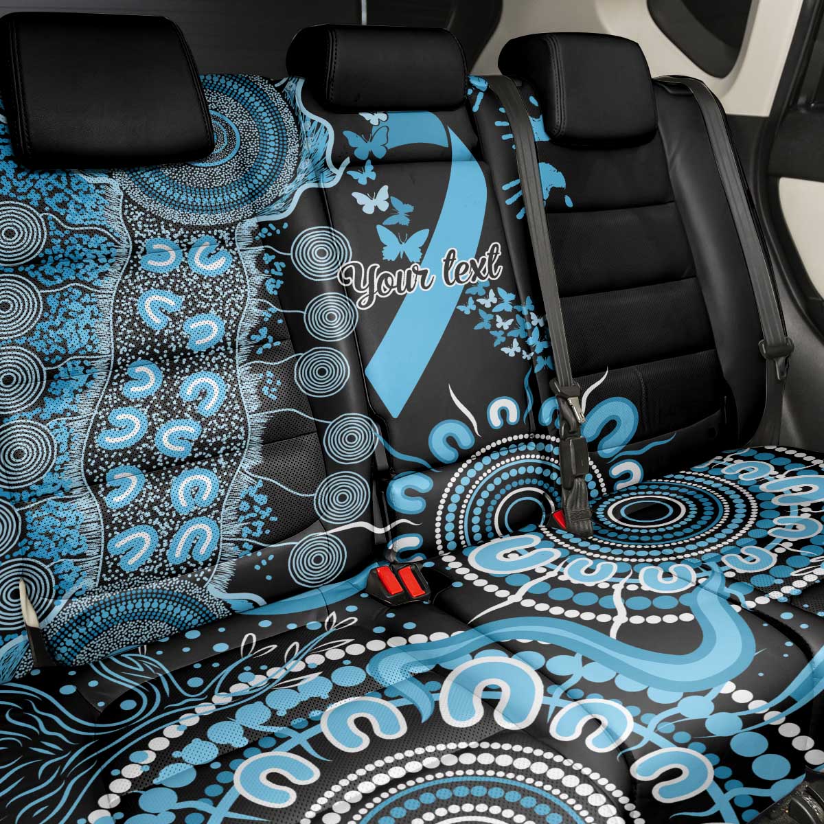 Prostate Cancer Awareness Personalised Back Car Seat Cover Aboriginal Ribbon Dot Painting