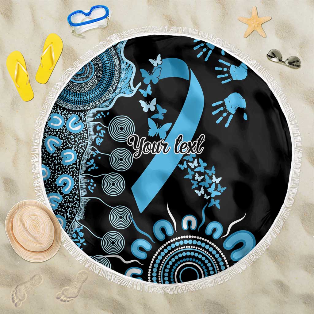 Prostate Cancer Awareness Personalised Beach Blanket Aboriginal Ribbon Dot Painting