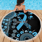 Prostate Cancer Awareness Personalised Beach Blanket Aboriginal Ribbon Dot Painting