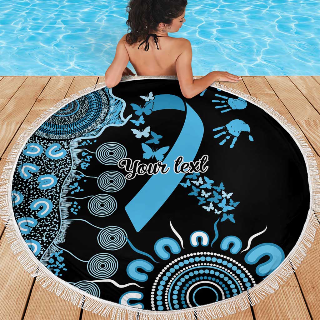 Prostate Cancer Awareness Personalised Beach Blanket Aboriginal Ribbon Dot Painting