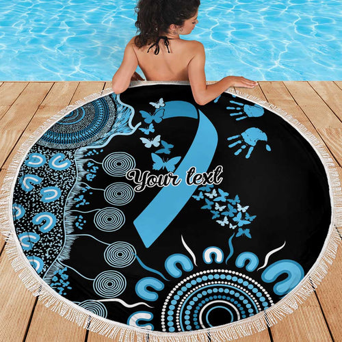 Prostate Cancer Awareness Personalised Beach Blanket Aboriginal Ribbon Dot Painting