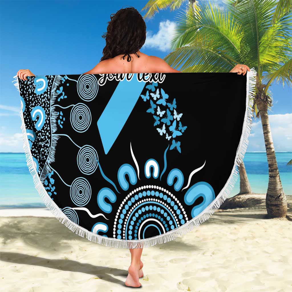 Prostate Cancer Awareness Personalised Beach Blanket Aboriginal Ribbon Dot Painting