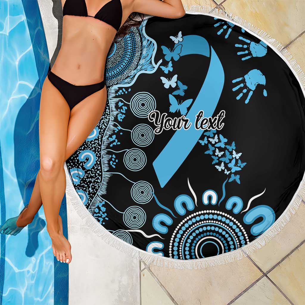 Prostate Cancer Awareness Personalised Beach Blanket Aboriginal Ribbon Dot Painting