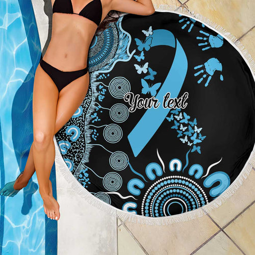 Prostate Cancer Awareness Personalised Beach Blanket Aboriginal Ribbon Dot Painting