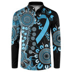 Prostate Cancer Awareness Personalised Button Sweatshirt Aboriginal Ribbon Dot Painting