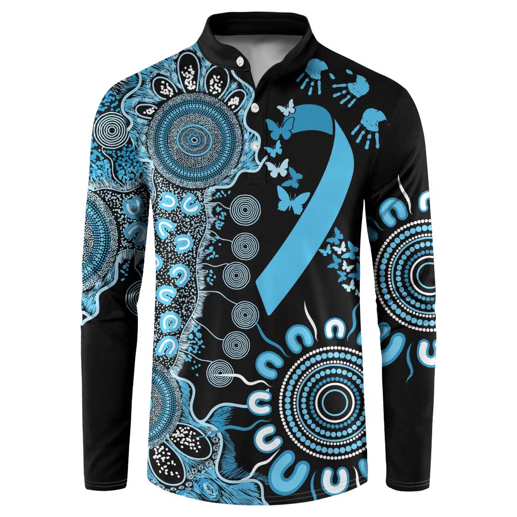 Prostate Cancer Awareness Personalised Button Sweatshirt Aboriginal Ribbon Dot Painting