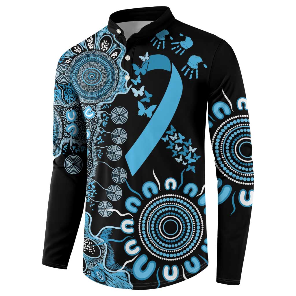Prostate Cancer Awareness Personalised Button Sweatshirt Aboriginal Ribbon Dot Painting