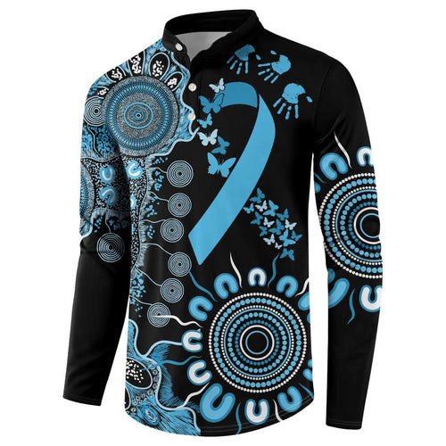 Prostate Cancer Awareness Personalised Button Sweatshirt Aboriginal Ribbon Dot Painting