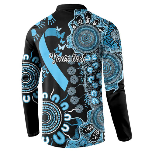 Prostate Cancer Awareness Personalised Button Sweatshirt Aboriginal Ribbon Dot Painting