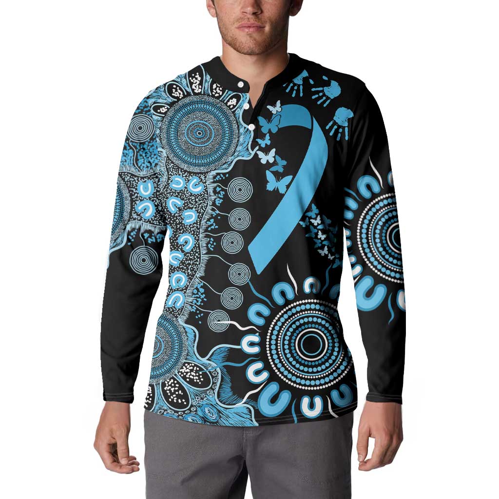 Prostate Cancer Awareness Personalised Button Sweatshirt Aboriginal Ribbon Dot Painting
