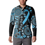 Prostate Cancer Awareness Personalised Button Sweatshirt Aboriginal Ribbon Dot Painting