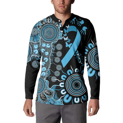 Prostate Cancer Awareness Personalised Button Sweatshirt Aboriginal Ribbon Dot Painting