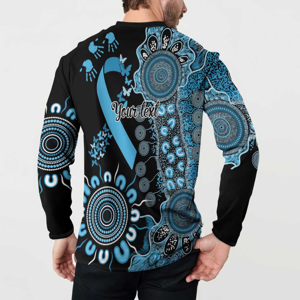 Prostate Cancer Awareness Personalised Button Sweatshirt Aboriginal Ribbon Dot Painting