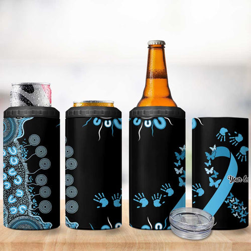 Prostate Cancer Awareness Personalised 4 in 1 Can Cooler Tumbler Aboriginal Ribbon Dot Painting