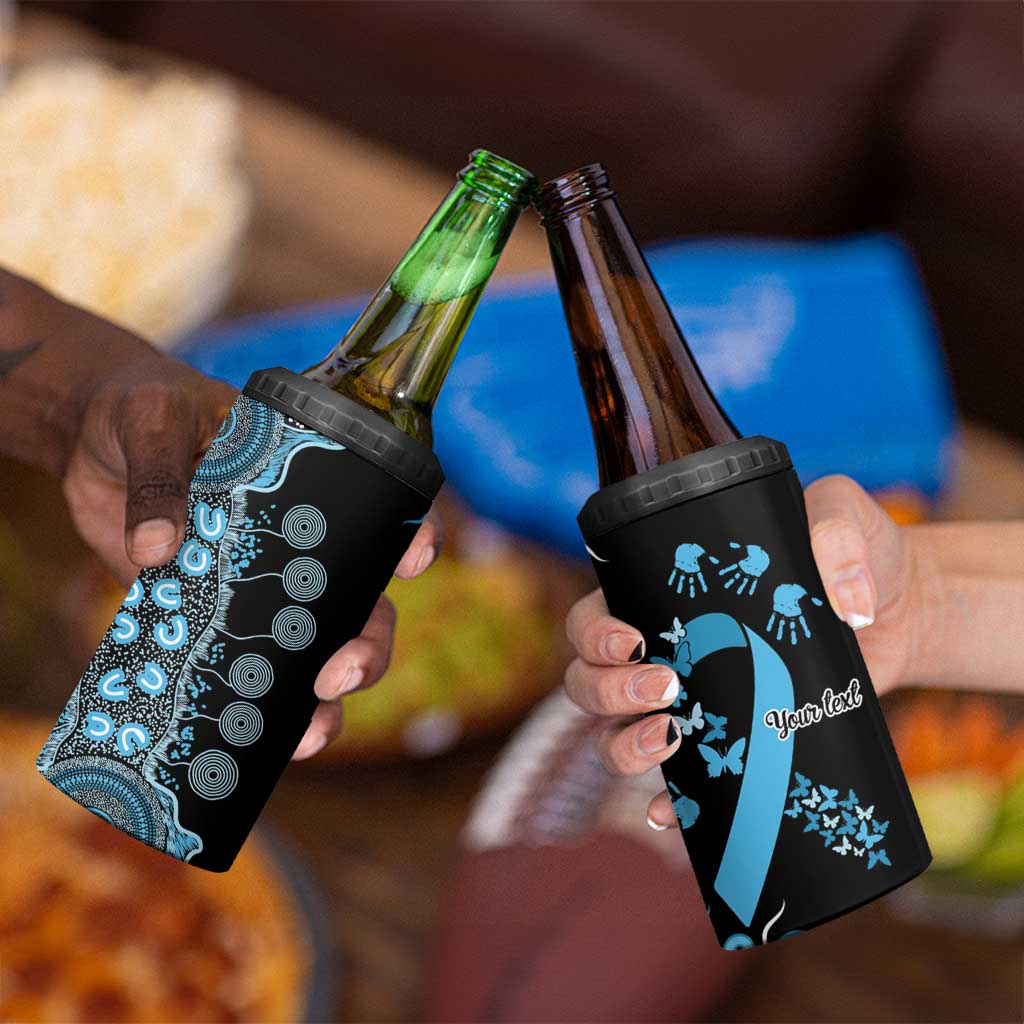 Prostate Cancer Awareness Personalised 4 in 1 Can Cooler Tumbler Aboriginal Ribbon Dot Painting