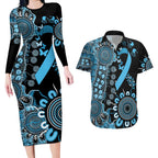Prostate Cancer Awareness Personalised Couples Matching Long Sleeve Bodycon Dress and Hawaiian Shirt Aboriginal Ribbon Dot Painting