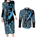 Prostate Cancer Awareness Personalised Couples Matching Long Sleeve Bodycon Dress and Long Sleeve Button Shirt Aboriginal Ribbon Dot Painting