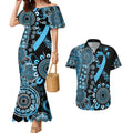 Prostate Cancer Awareness Personalised Couples Matching Mermaid Dress and Hawaiian Shirt Aboriginal Ribbon Dot Painting