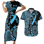 Prostate Cancer Awareness Personalised Couples Matching Short Sleeve Bodycon Dress and Hawaiian Shirt Aboriginal Ribbon Dot Painting