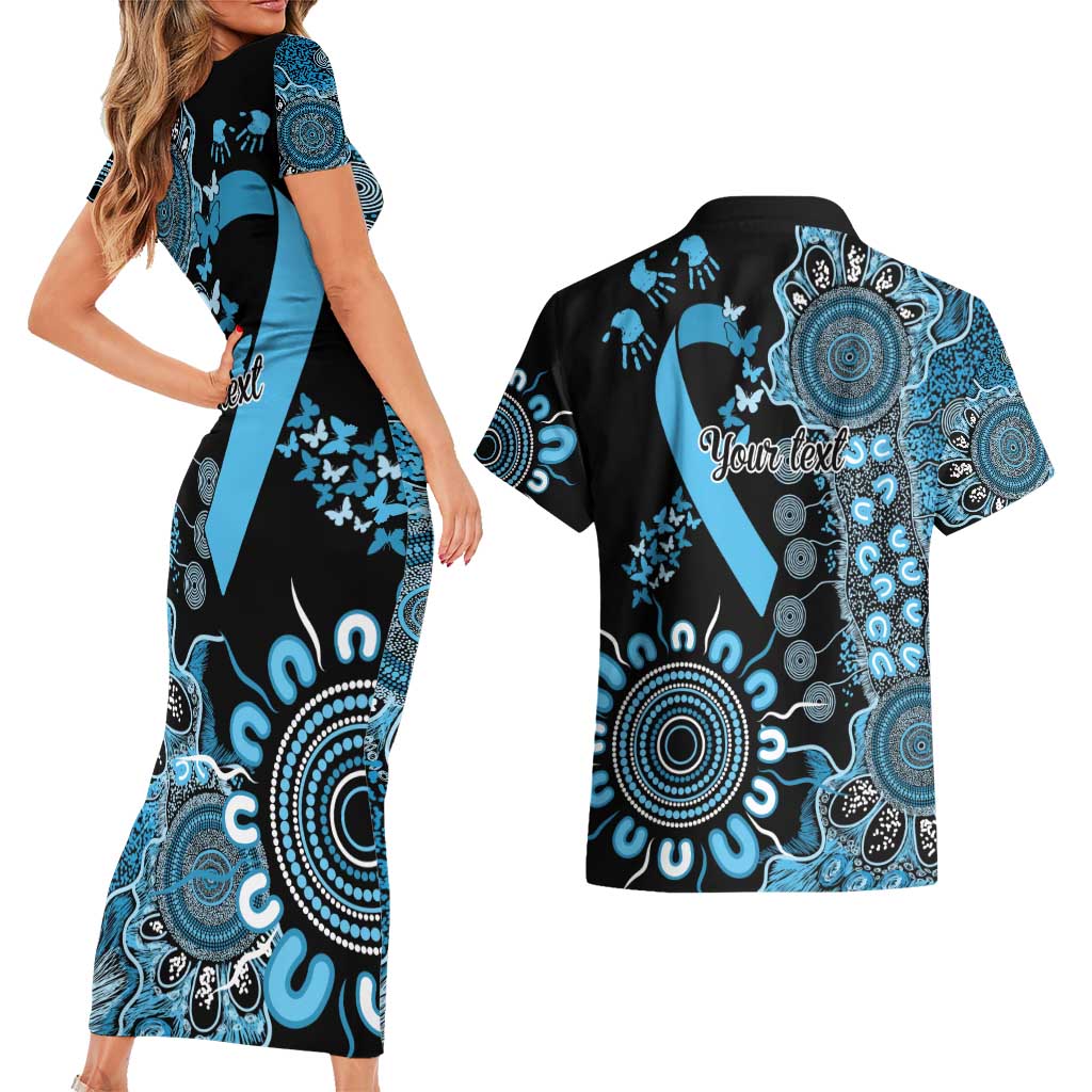 Prostate Cancer Awareness Personalised Couples Matching Short Sleeve Bodycon Dress and Hawaiian Shirt Aboriginal Ribbon Dot Painting