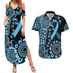 Prostate Cancer Awareness Personalised Couples Matching Summer Maxi Dress and Hawaiian Shirt Aboriginal Ribbon Dot Painting