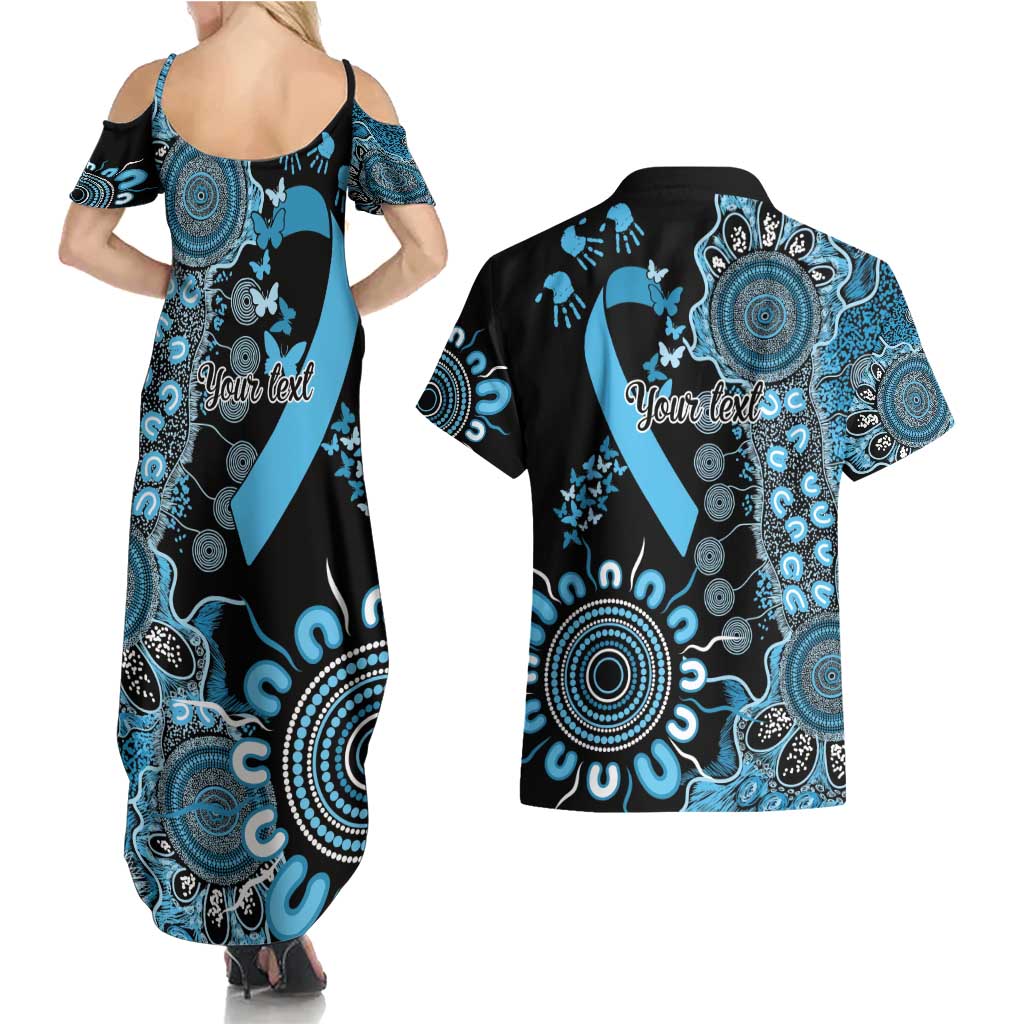 Prostate Cancer Awareness Personalised Couples Matching Summer Maxi Dress and Hawaiian Shirt Aboriginal Ribbon Dot Painting