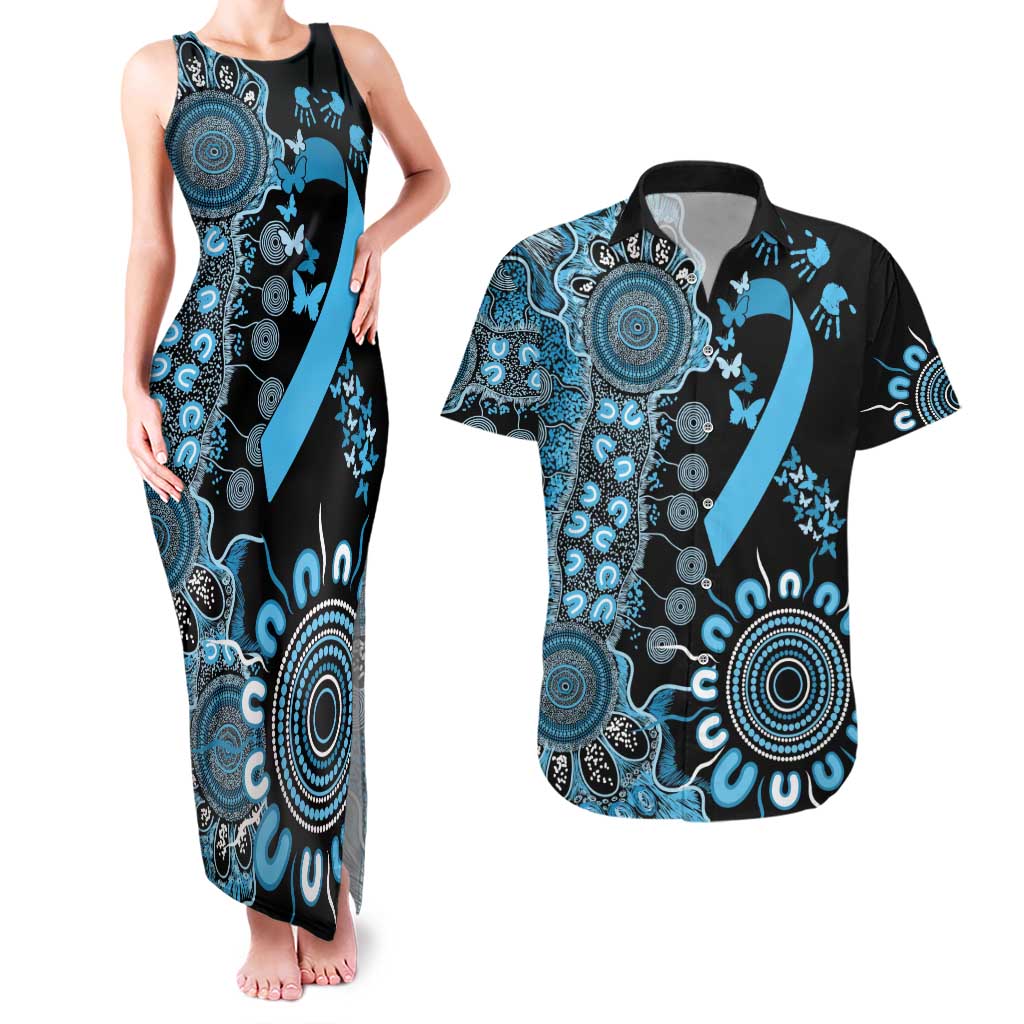 Prostate Cancer Awareness Personalised Couples Matching Tank Maxi Dress and Hawaiian Shirt Aboriginal Ribbon Dot Painting