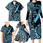 Prostate Cancer Awareness Personalised Family Matching Long Sleeve Bodycon Dress and Hawaiian Shirt Aboriginal Ribbon Dot Painting