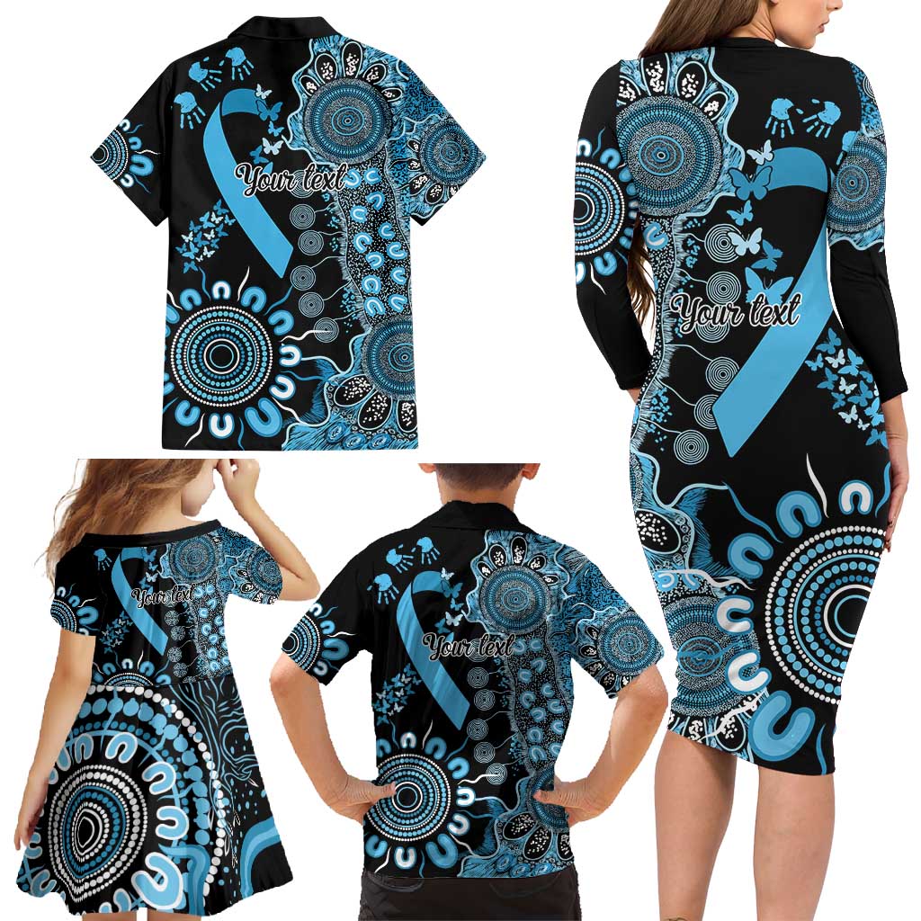 Prostate Cancer Awareness Personalised Family Matching Long Sleeve Bodycon Dress and Hawaiian Shirt Aboriginal Ribbon Dot Painting