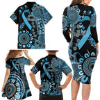 Prostate Cancer Awareness Personalised Family Matching Long Sleeve Bodycon Dress and Hawaiian Shirt Aboriginal Ribbon Dot Painting