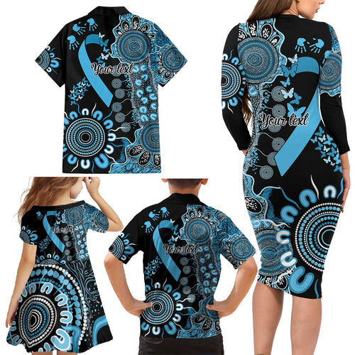 Prostate Cancer Awareness Personalised Family Matching Long Sleeve Bodycon Dress and Hawaiian Shirt Aboriginal Ribbon Dot Painting