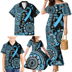 Prostate Cancer Awareness Personalised Family Matching Mermaid Dress and Hawaiian Shirt Aboriginal Ribbon Dot Painting