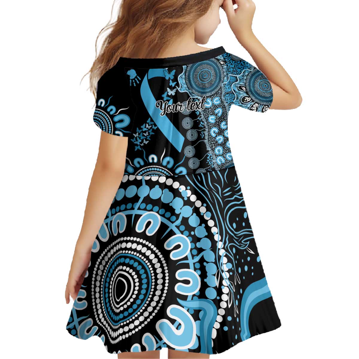 Prostate Cancer Awareness Personalised Family Matching Off The Shoulder Long Sleeve Dress and Hawaiian Shirt Aboriginal Ribbon Dot Painting