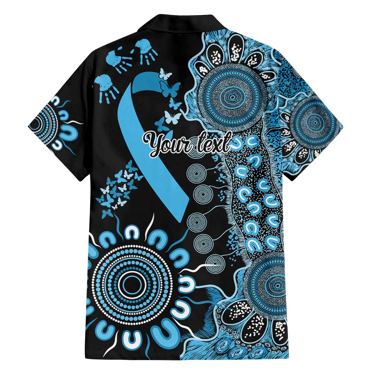 Prostate Cancer Awareness Personalised Family Matching Off The Shoulder Long Sleeve Dress and Hawaiian Shirt Aboriginal Ribbon Dot Painting