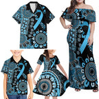 Prostate Cancer Awareness Personalised Family Matching Off Shoulder Maxi Dress and Hawaiian Shirt Aboriginal Ribbon Dot Painting