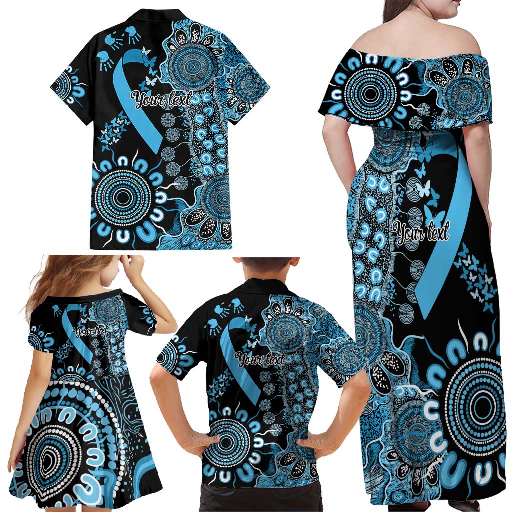 Prostate Cancer Awareness Personalised Family Matching Off Shoulder Maxi Dress and Hawaiian Shirt Aboriginal Ribbon Dot Painting
