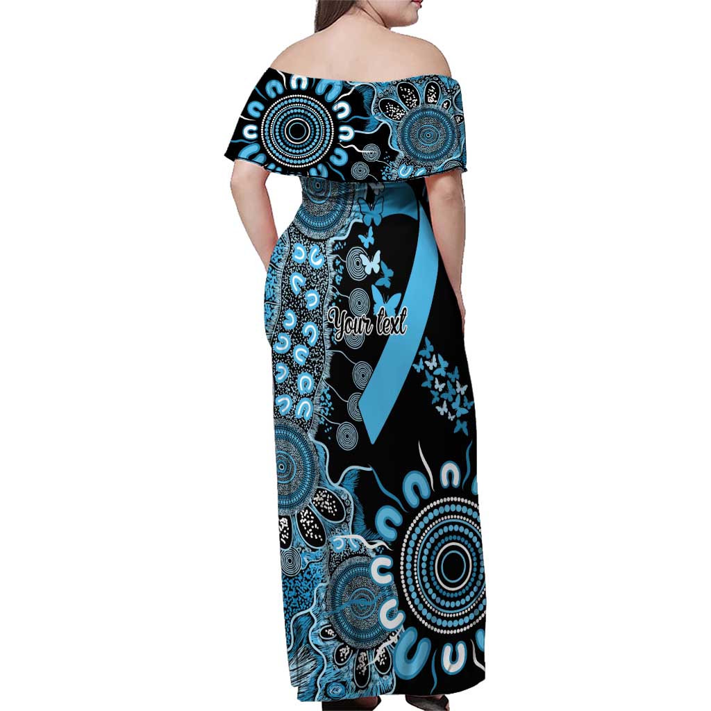 Prostate Cancer Awareness Personalised Family Matching Off Shoulder Maxi Dress and Hawaiian Shirt Aboriginal Ribbon Dot Painting