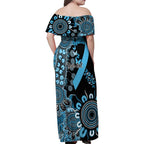 Prostate Cancer Awareness Personalised Family Matching Off Shoulder Maxi Dress and Hawaiian Shirt Aboriginal Ribbon Dot Painting