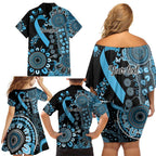Prostate Cancer Awareness Personalised Family Matching Off Shoulder Short Dress and Hawaiian Shirt Aboriginal Ribbon Dot Painting