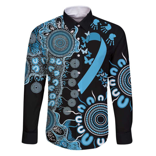 Prostate Cancer Awareness Personalised Family Matching Puletasi and Hawaiian Shirt Aboriginal Ribbon Dot Painting