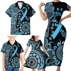 Prostate Cancer Awareness Personalised Family Matching Short Sleeve Bodycon Dress and Hawaiian Shirt Aboriginal Ribbon Dot Painting