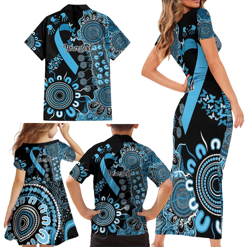 Prostate Cancer Awareness Personalised Family Matching Short Sleeve Bodycon Dress and Hawaiian Shirt Aboriginal Ribbon Dot Painting