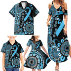 Prostate Cancer Awareness Personalised Family Matching Summer Maxi Dress and Hawaiian Shirt Aboriginal Ribbon Dot Painting