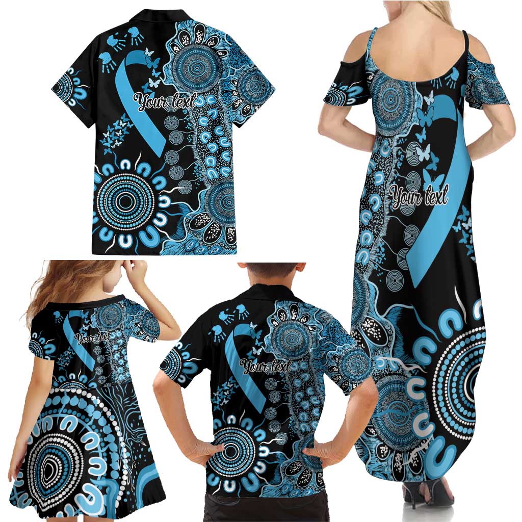 Prostate Cancer Awareness Personalised Family Matching Summer Maxi Dress and Hawaiian Shirt Aboriginal Ribbon Dot Painting