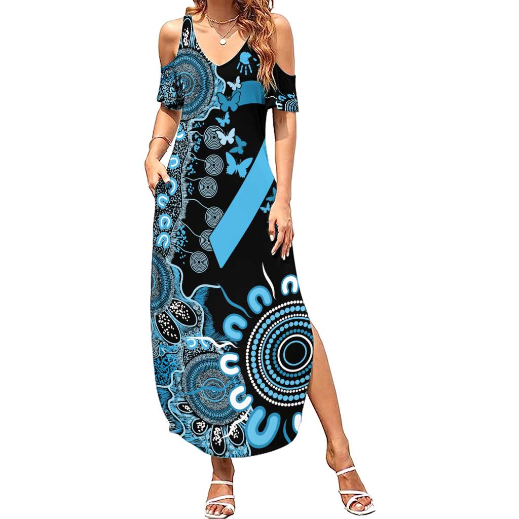 Prostate Cancer Awareness Personalised Family Matching Summer Maxi Dress and Hawaiian Shirt Aboriginal Ribbon Dot Painting