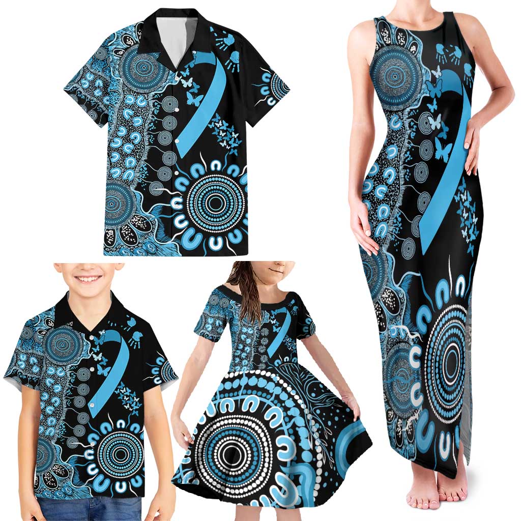 Prostate Cancer Awareness Personalised Family Matching Tank Maxi Dress and Hawaiian Shirt Aboriginal Ribbon Dot Painting