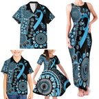 Prostate Cancer Awareness Personalised Family Matching Tank Maxi Dress and Hawaiian Shirt Aboriginal Ribbon Dot Painting