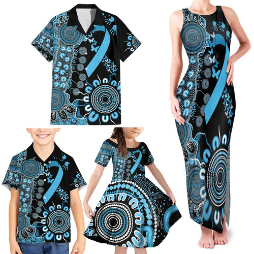 Prostate Cancer Awareness Personalised Family Matching Tank Maxi Dress and Hawaiian Shirt Aboriginal Ribbon Dot Painting