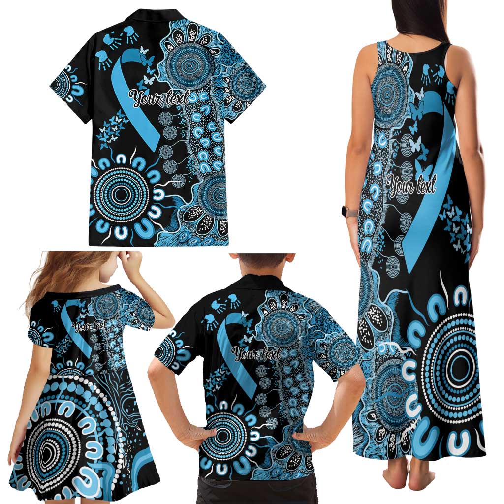 Prostate Cancer Awareness Personalised Family Matching Tank Maxi Dress and Hawaiian Shirt Aboriginal Ribbon Dot Painting